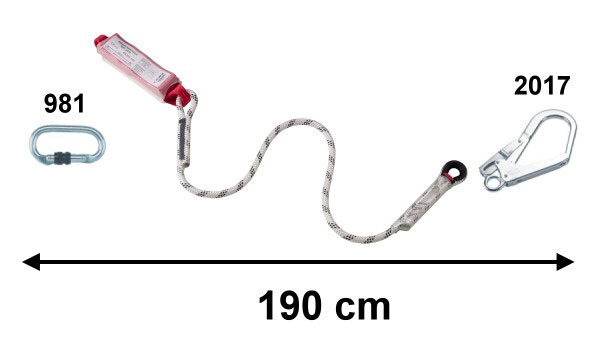 CAMP 50301.06 ROPE LANYARDS 勢能吸收器+大單鉤繩(190cm)  龍蝦鉤 鷹爪鉤 鷹架鉤