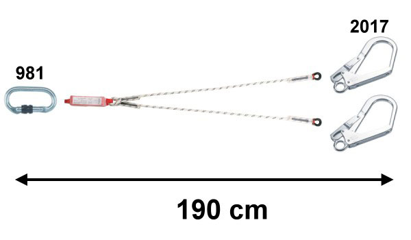 CAMP ROPE LANYARDS 勢能吸收器+大雙鉤繩(190cm) (預定款)  龍蝦鉤 鷹爪鉤 鷹架鉤