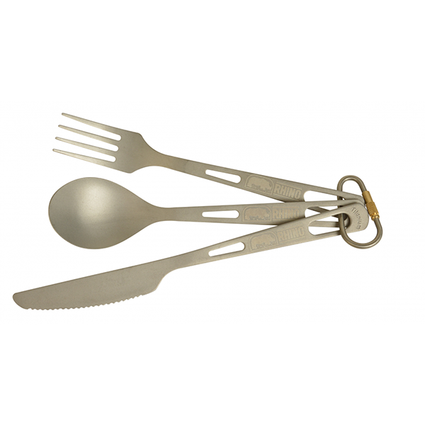 犀牛 鈦合金刀叉匙(3合1)組合 附鈦鉤環
