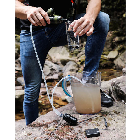 ELANWELL 攜帶式淨水器 濾水器 -多人 含馬達幫浦組、軟式水壺