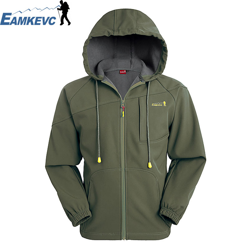 EAMKEVC 連帽保暖軟殼外套 男 綠色