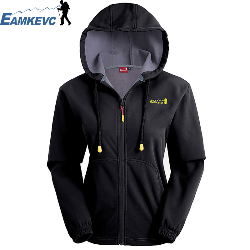 EAMKEVC 連帽保暖軟殼外套 女 黑色