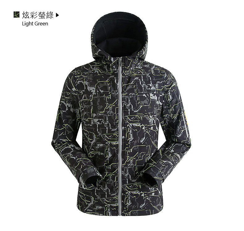 EAMKEVC 連帽保暖軟殼外套 男款 炫彩螢綠