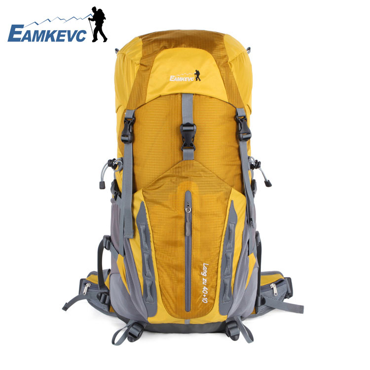 EAMKEVC 40公升專業旅行登山背包 懸架式氣流交換系統 鋁合金支架減壓 (黃)
