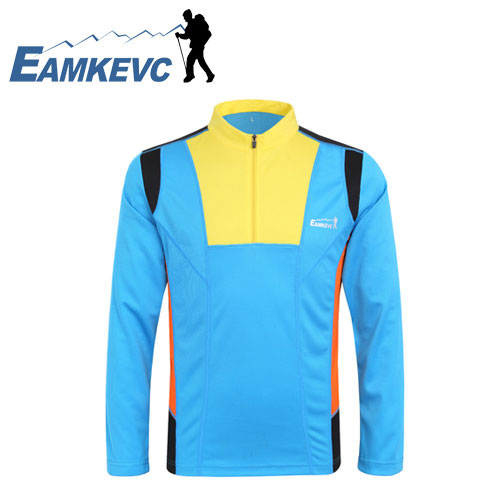 EAMKEVC 8123 拼接款長袖排汗衫 男款 藍