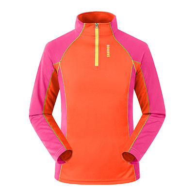 EAMKEVC 8146 戶外休閒拼接長袖排汗衫-女 橘