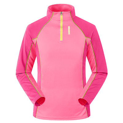 EAMKEVC 8146 戶外休閒拼接長袖排汗衫-女 玫紅