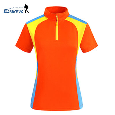EAMKEVC 8163 拼接快乾短袖排汗衫 女款 橘