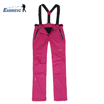EAMKEVC 兩件式防水透氣保暖長褲(可拆) 玫紅色