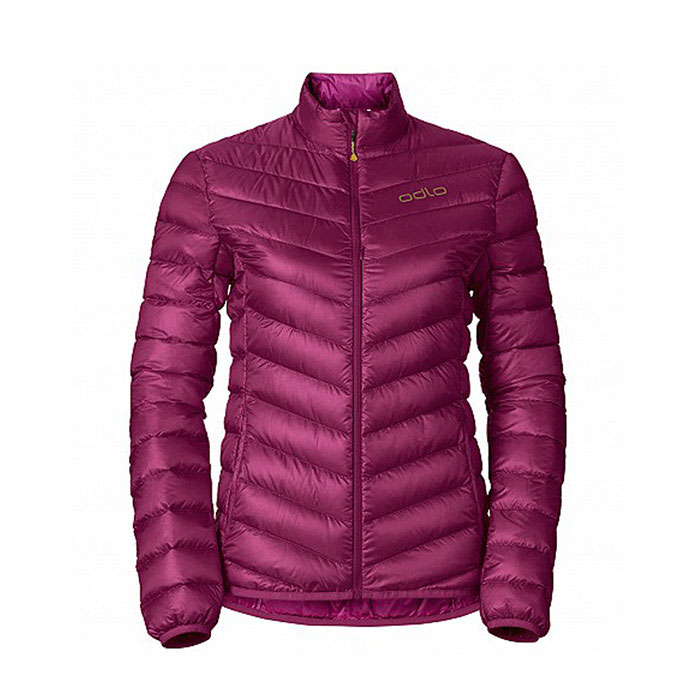 ODLO 女立領羽絨防風潑水外套 紫紅/麥金