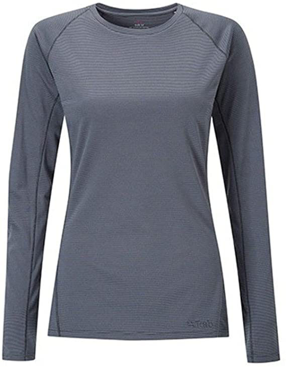 Rab 女長袖羊毛衫條紋花崗岩 Merino+ 160 Long Sleeve CREW