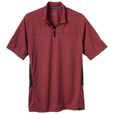 prAna 短袖半門襟排汗衫 番茄紅 VERTIGO MOCK NECK ZIP