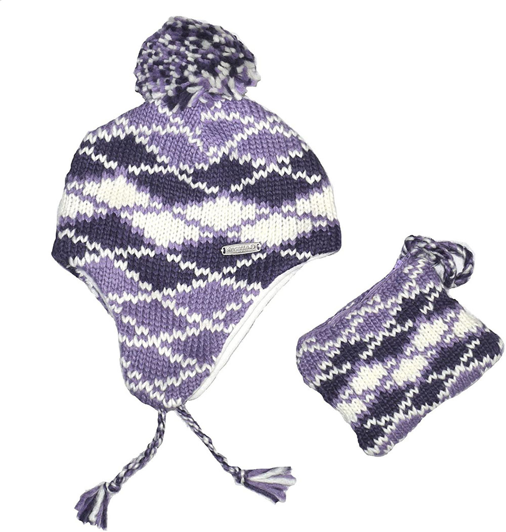 Regatta 可可暖帽錢包組-女童 WO蘭花紫/BB紫