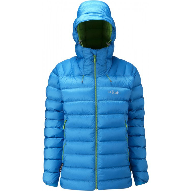 Rab 女 連帽保暖抗水羽絨外套 藍黃晶 Electron 800FP Down Jacket