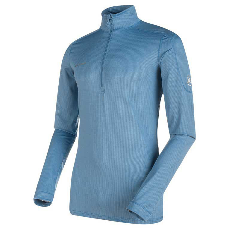 MAMMUT GO DRY ZIP LS 男 半開襟長袖上衣 雲朵藍