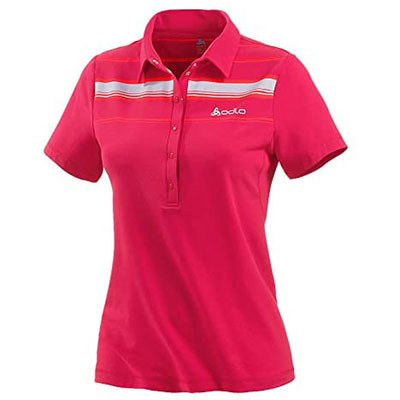 ODLO 女銀離子抗UV短袖仿棉POLO衫 玫瑰紅/淺