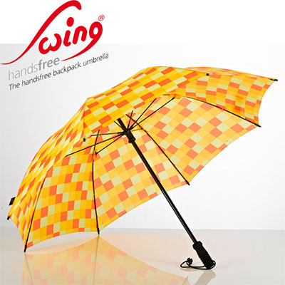 EuroSCHIRM 免持健行傘 大 (方格亮黃) 全世界最強雨傘 SWING HANDSFREE