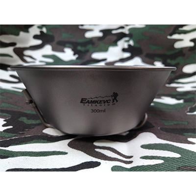 EAMKEVC 純鈦折疊把柄湯碗 300ml 鈦碗 鈦餐具