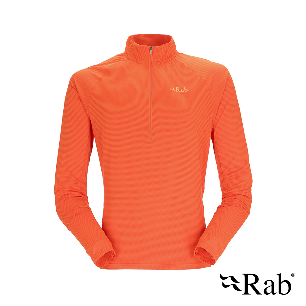 Rab Sonic LS Zip 長袖透氣拉鍊排汗衣 半門襟 男款 爆竹橘
