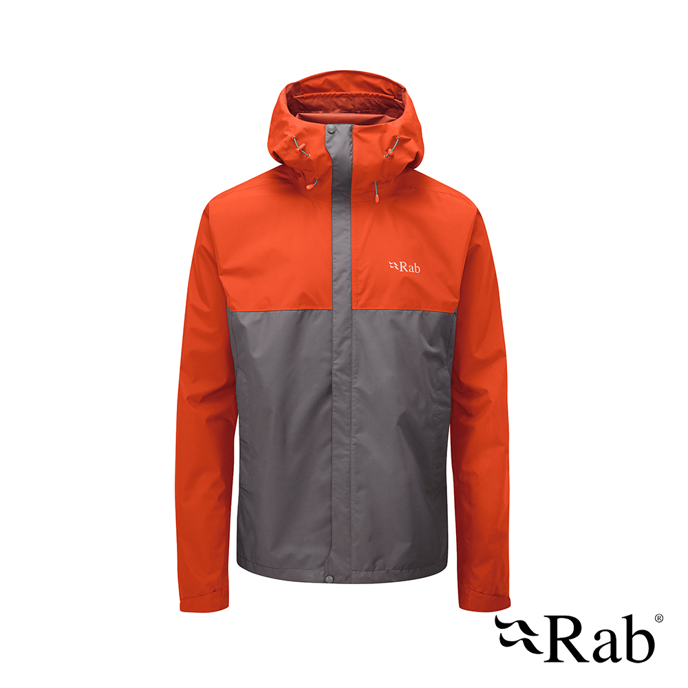Rab Downpour Eco Jacket 輕量防風防水連帽外套 男款 爆竹橘/石墨灰