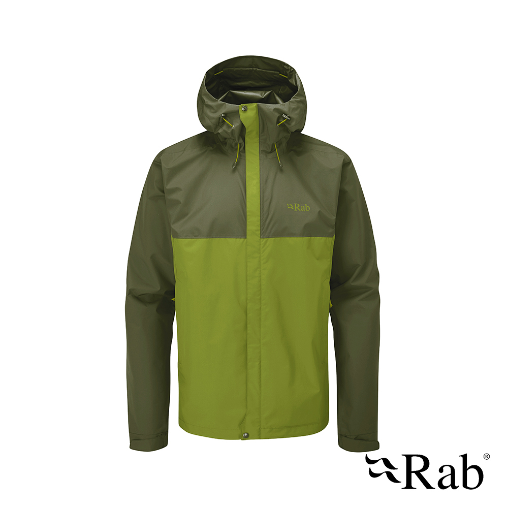 Rab Downpour Eco Jacket 輕量防風防水連帽外套 男款 軍綠/白楊綠