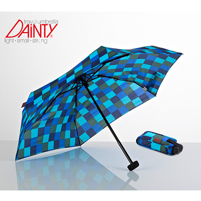 EuroSCHIRM DAINTY輕巧迷你晴雨傘 (方格亮藍)(五節)