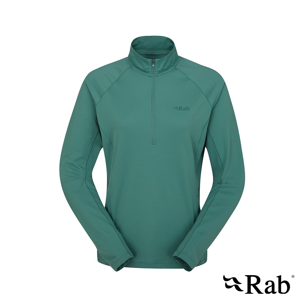 RAB Sonic LS Zip Wmns 長袖透氣拉鍊排汗衣 半門襟 女款 尤加利綠