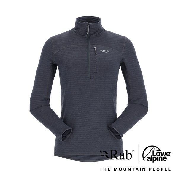 RAB 鯨魚灰Ascendor Light Pull-On女款輕量保暖半拉鍊長袖排汗衣 半門襟 中層