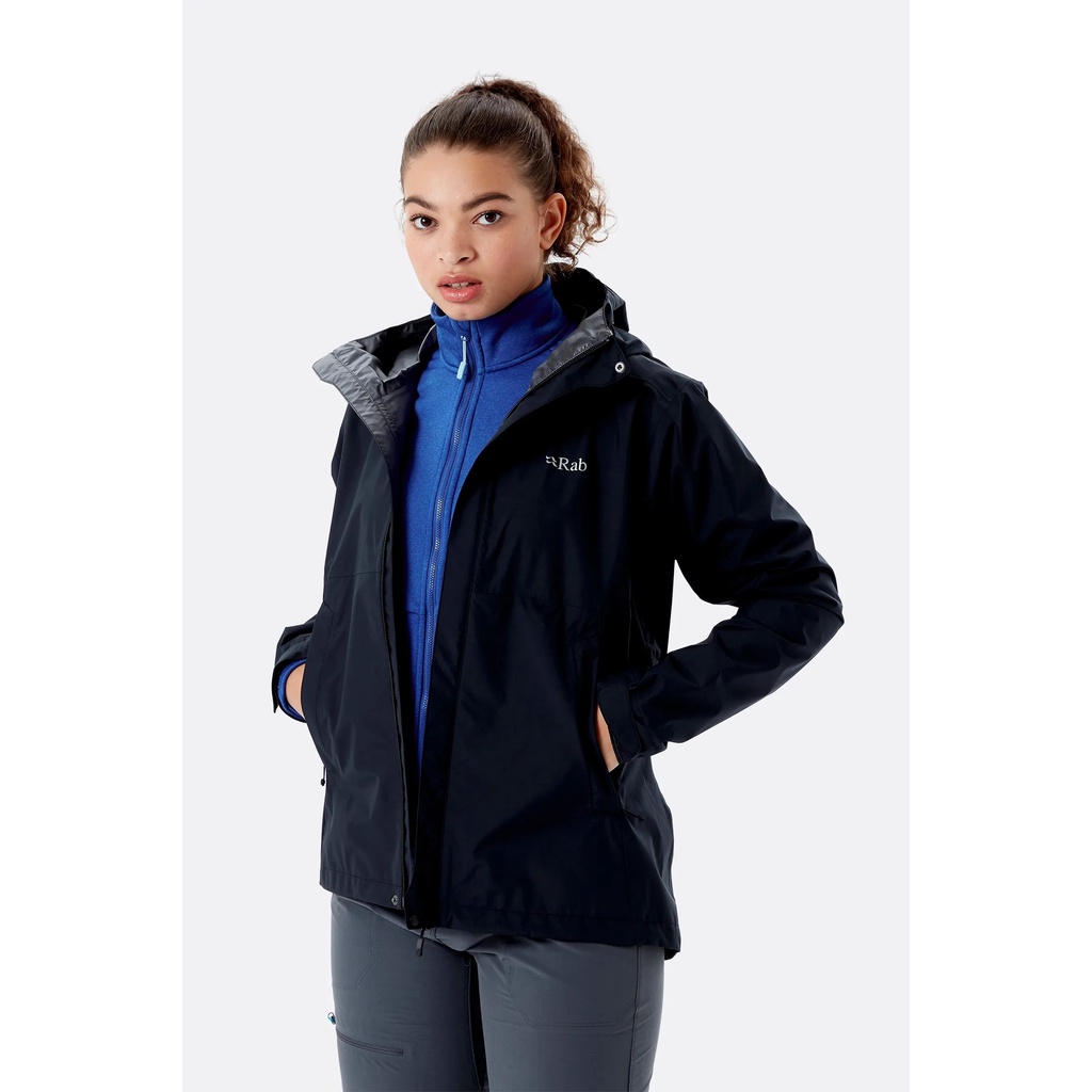 RAB 黑色 輕量防風防水連帽外套 (M) Downpour Eco Jacket 女款