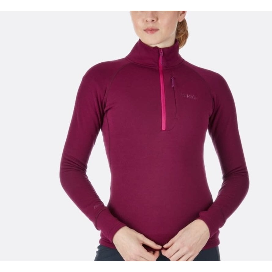 RAB 醬果紫 Power Stretch Pro Pull-On 半門襟刷毛中層衣 保暖 女款