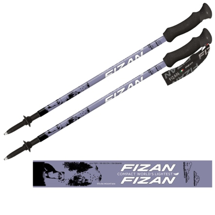 FIZAN 超輕三節式健行登山杖2入特惠組 雪山紫
